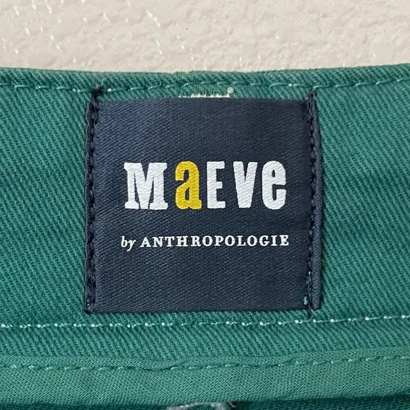 Anthropologie Maeve Pants Womens 27 Green Delaney Wide Leg Stitched High Rise - Picture 9 of 12